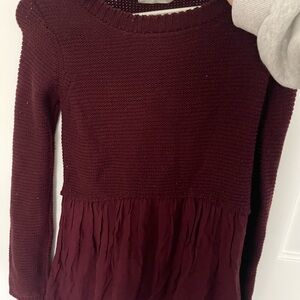 Burgundy Knit and Flowy Top